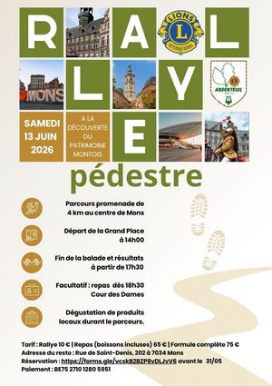 Rallye pédestre à Mons le 13/06/2026